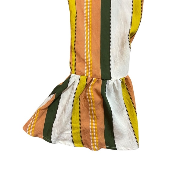 & Merci Striped Off-Shoulder Romper Jumper Size S Muted Orange Gold Playsuit Fun - Picture 7 of 12